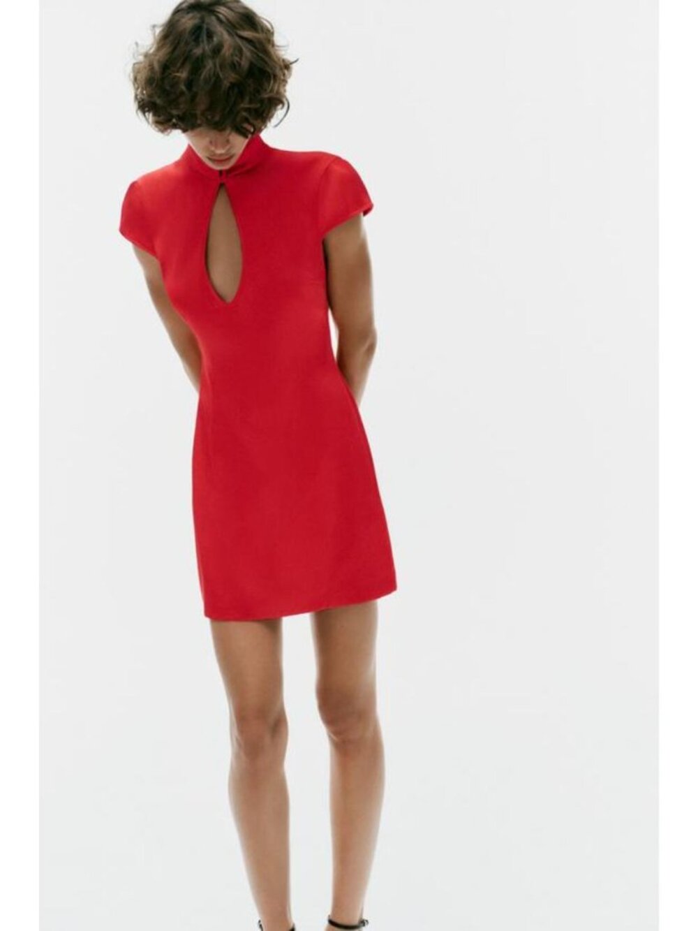 ZARA SATIN EFFECT MINI DRESS WITH SLIT 7812/332/600